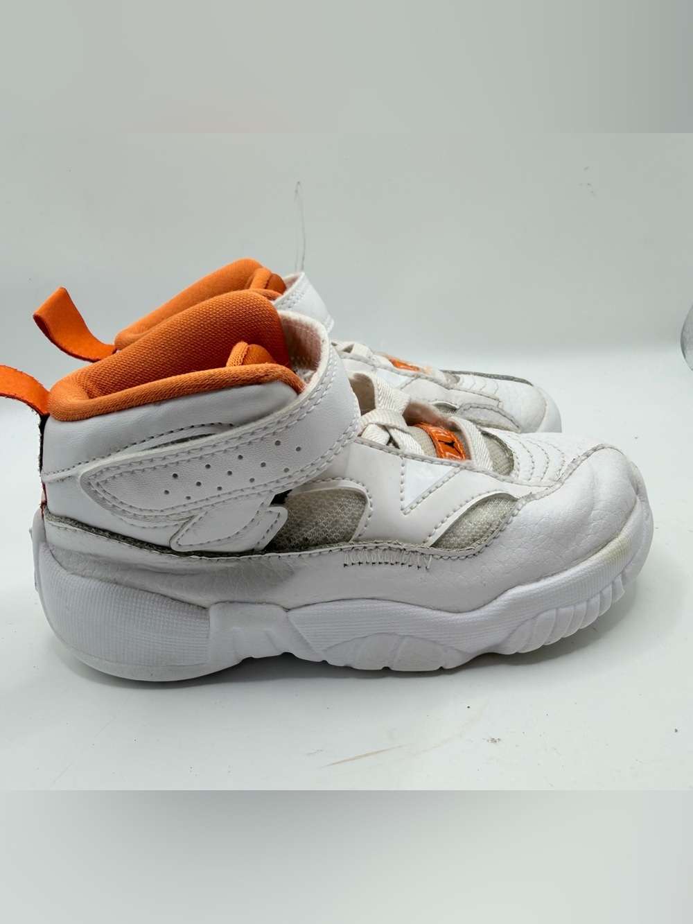 Jordan Kids White and Orange High-Top Sneakers